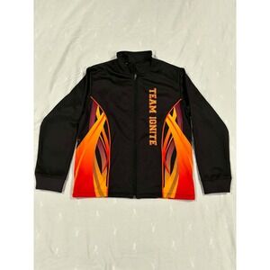 Team Ignite Youth Track Jacket Black Orange Flame Athletic Kids Size 14Y